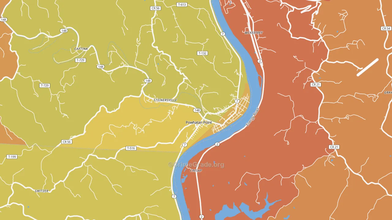 Powhatan Point, OH Map of Vandalism Rates