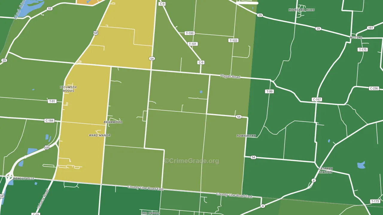 Powhatton, OH Map of Vandalism Rates
