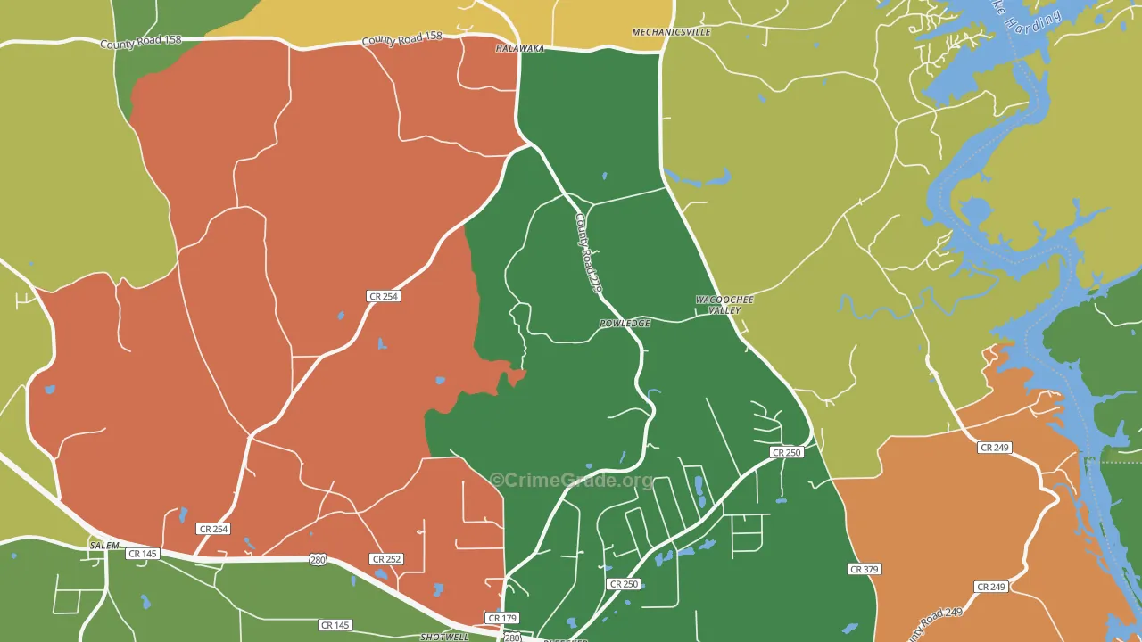 Powledge, AL Map of Vandalism Rates