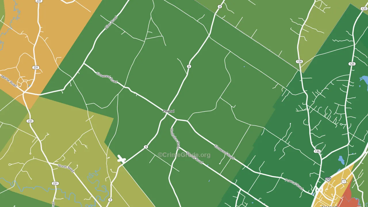 Pownal, ME Map of Vandalism Rates