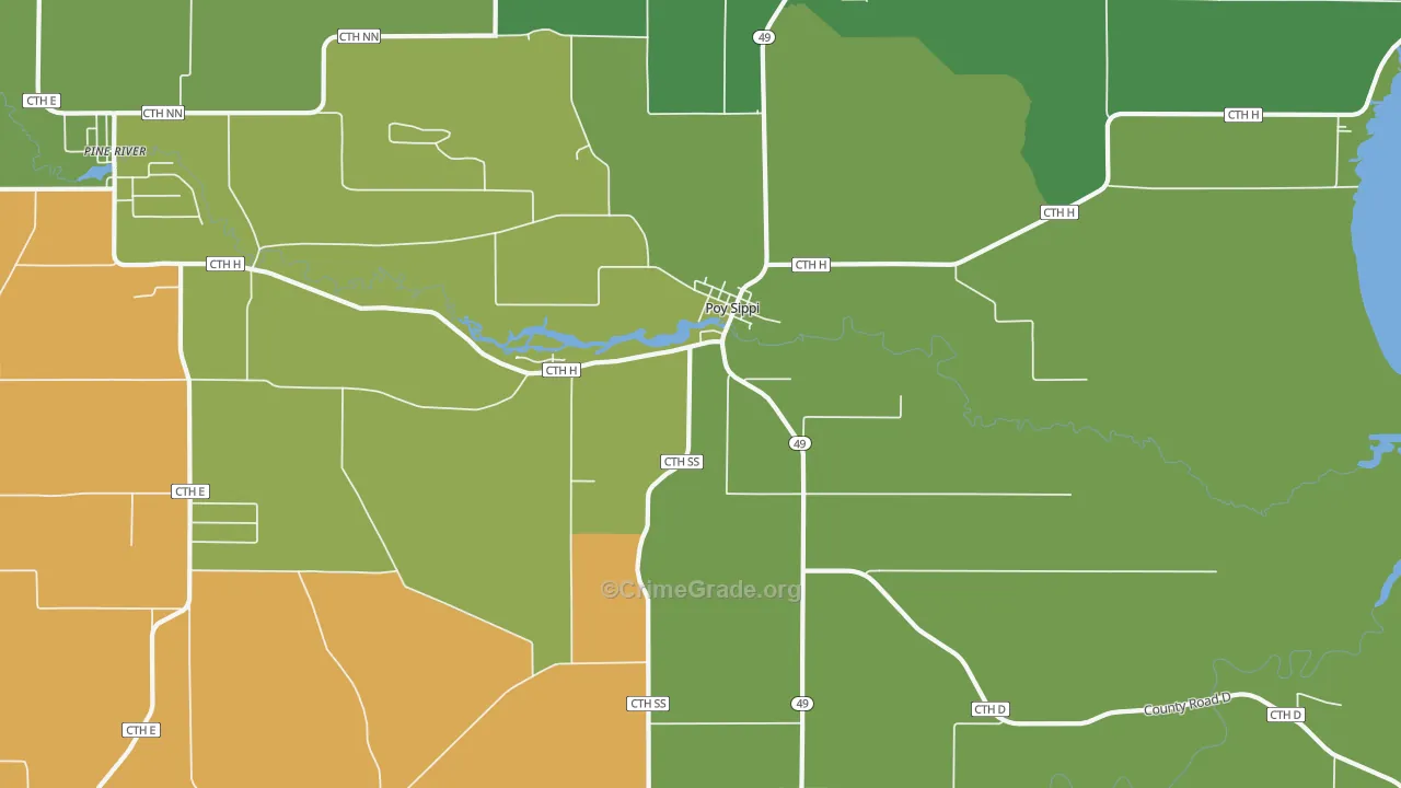 Poy Sippi, WI Map of Vandalism Rates