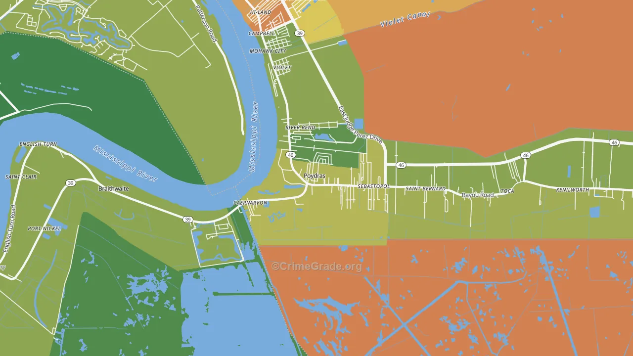 Poydras, LA Map of Vandalism Rates