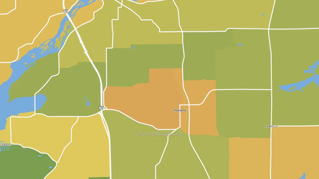 Poynette, WI Map of Vandalism Rates