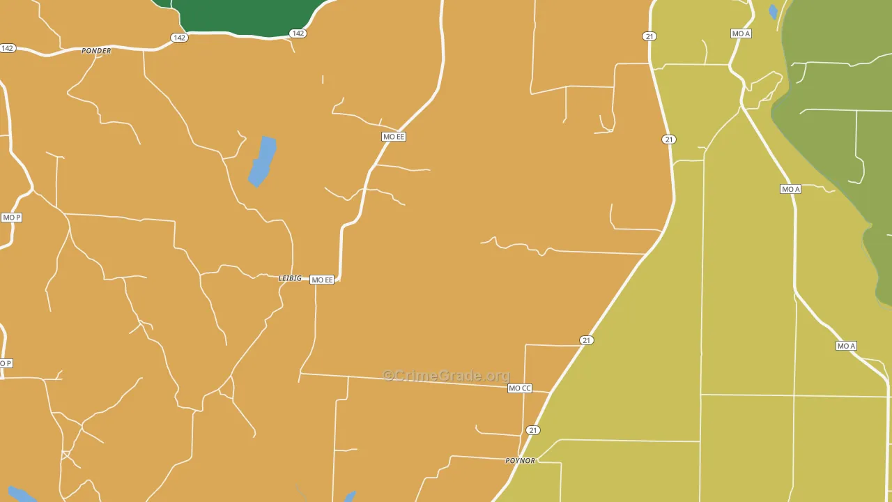 Poynor, MO Map of Vandalism Rates