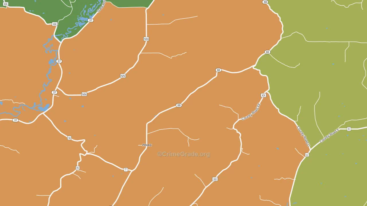 Praag, WI Map of Vandalism Rates