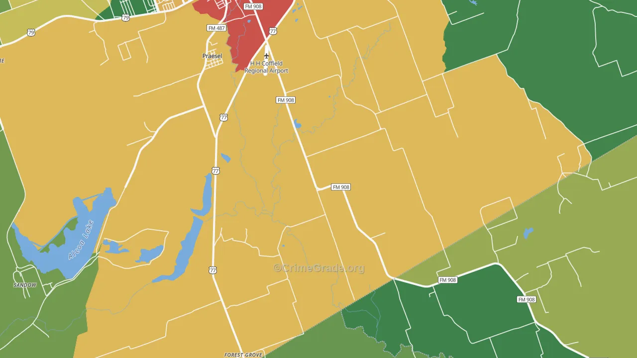 Praesel, TX Map of Vandalism Rates