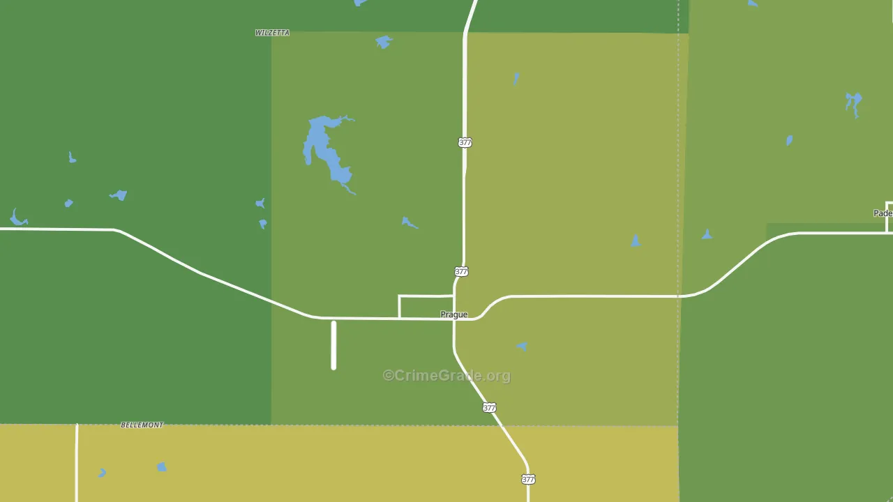 Prague, OK Map of Vandalism Rates