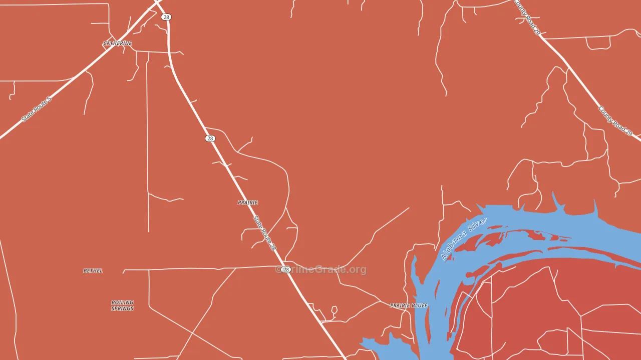 Prairie, AL Map of Vandalism Rates