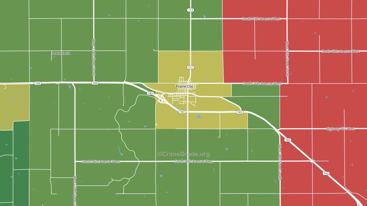 Prairie City, IA Map of Vandalism Rates