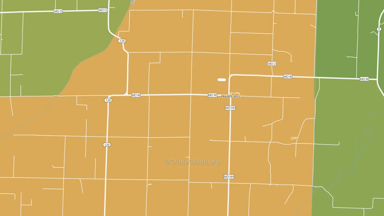 Prairie Hill, MO Map of Vandalism Rates