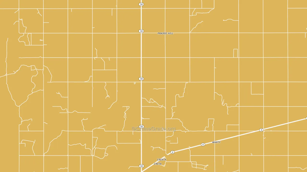 Prairie Hill, OK Map of Vandalism Rates