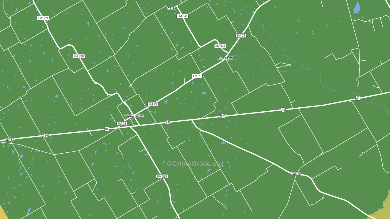 Prairie Hill, TX Map of Vandalism Rates