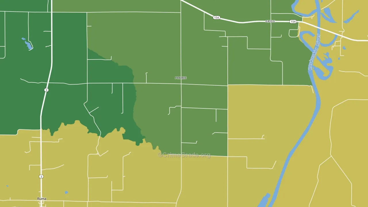 Prairie, IL Map of Vandalism Rates