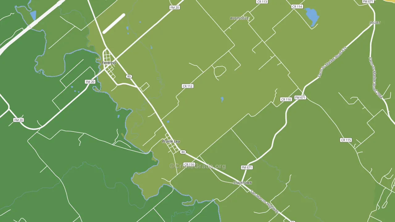 Prairie Lea, TX Map of Vandalism Rates