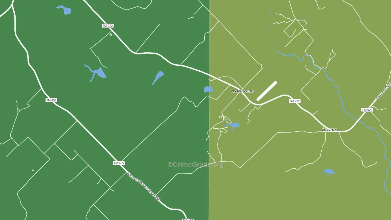 Prairie Point, TX Map of Vandalism Rates