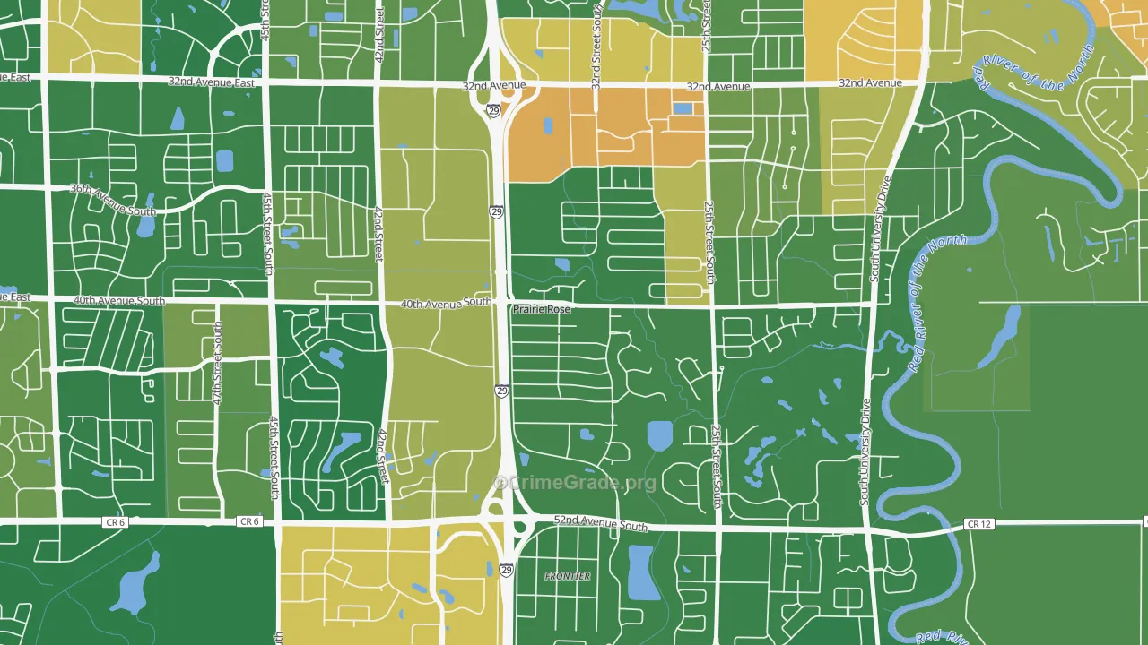 Prairie Rose, ND Map of Vandalism Rates