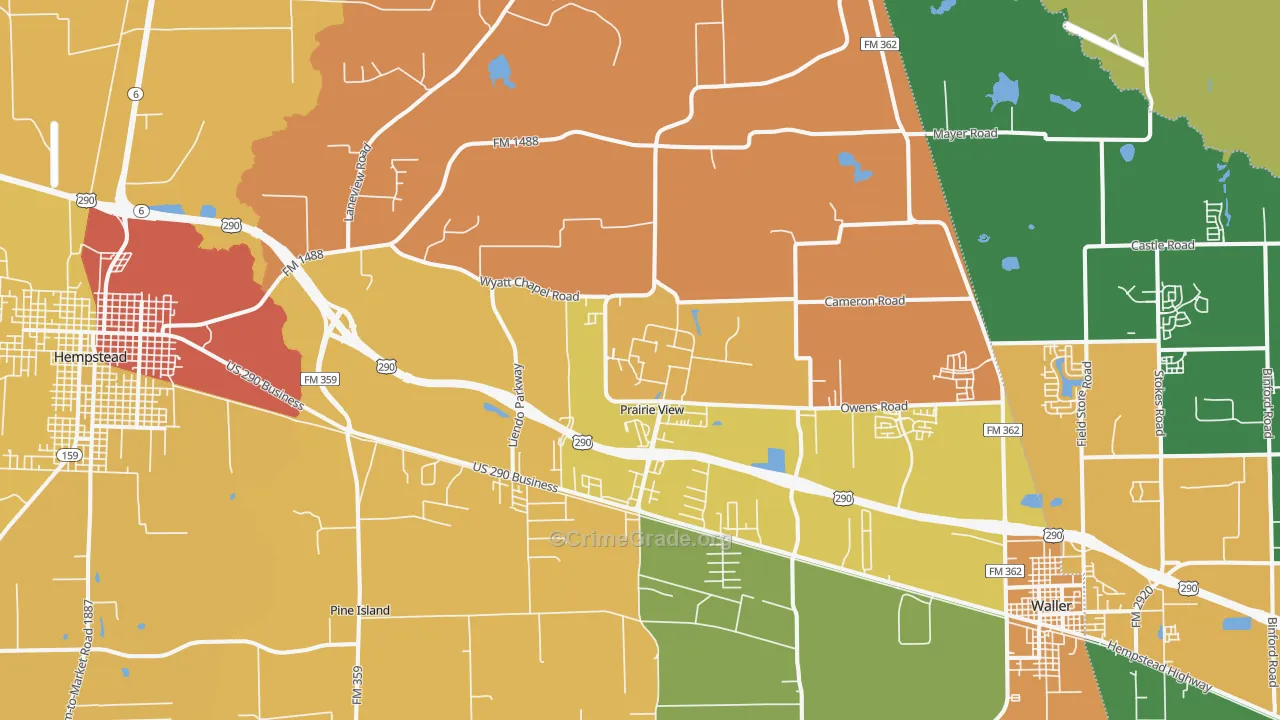 Prairie View, TX Map of Vandalism Rates