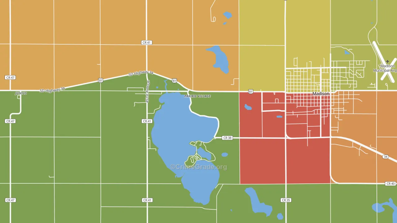 Prairie Village, SD Map of Vandalism Rates