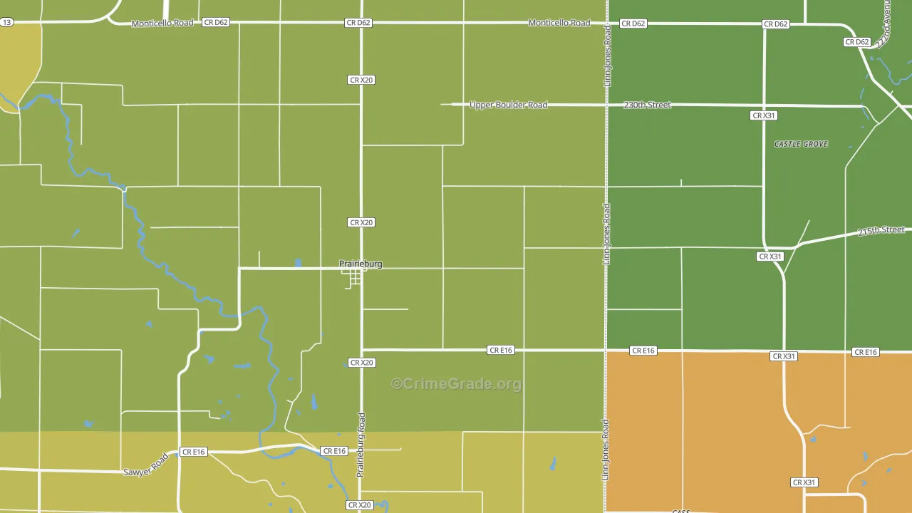 Prairieburg, IA Map of Vandalism Rates