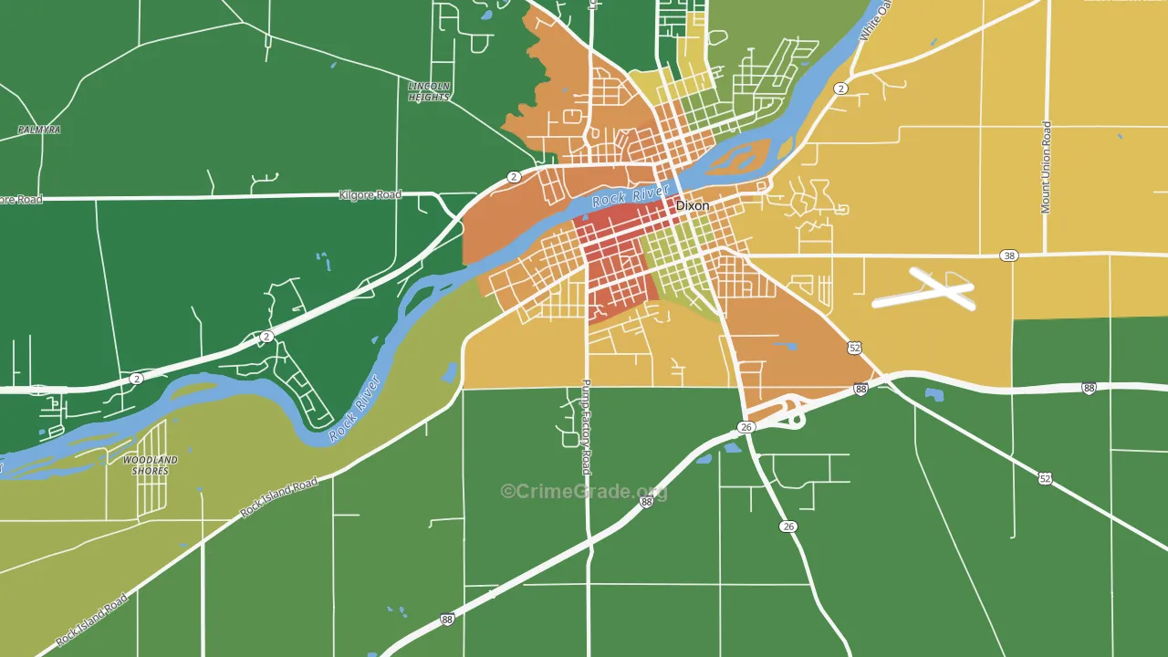 Prairieville, IL Map of Vandalism Rates