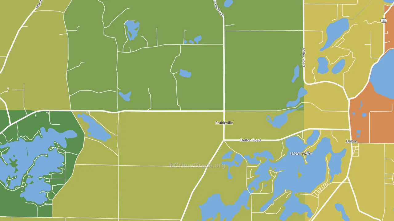 Prairieville, MI Map of Vandalism Rates