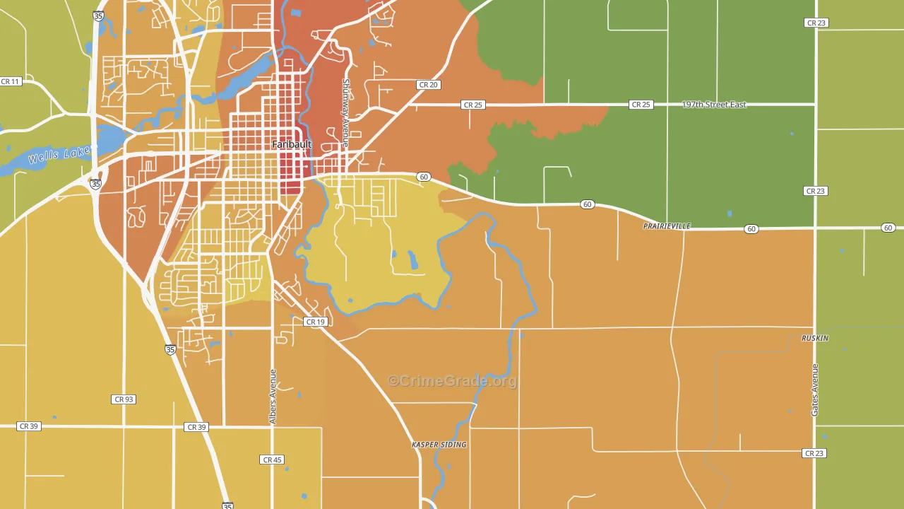 Prairieville, MN Map of Vandalism Rates