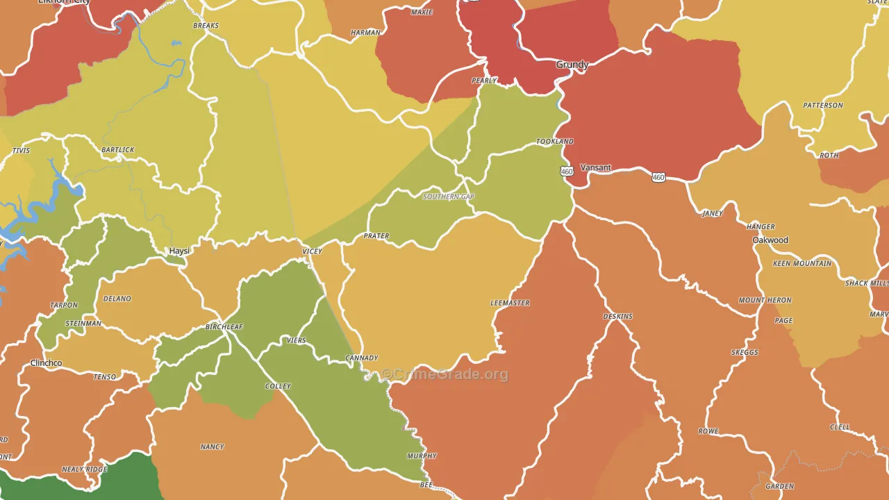 Prater, VA Map of Vandalism Rates