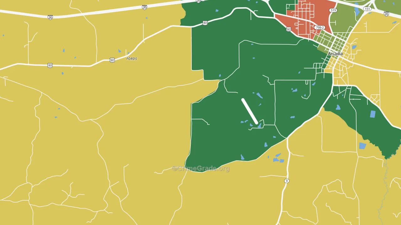 Pratt, LA Map of Vandalism Rates