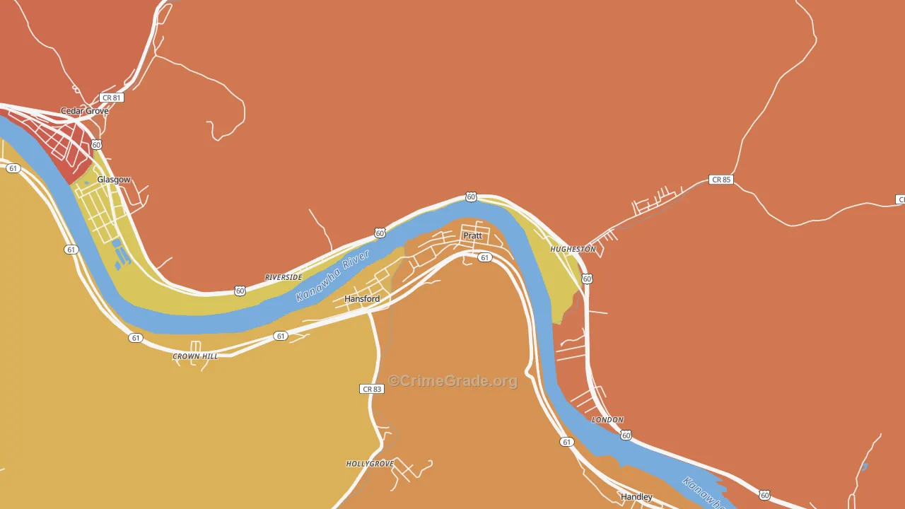 Pratt, WV Map of Vandalism Rates