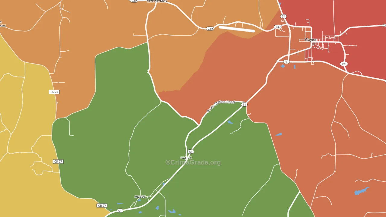 Pratts, AL Map of Vandalism Rates