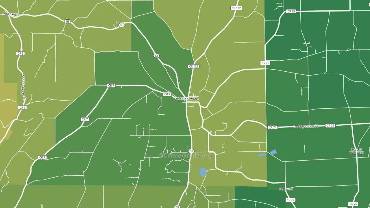 Prattsburgh, NY Map of Vandalism Rates
