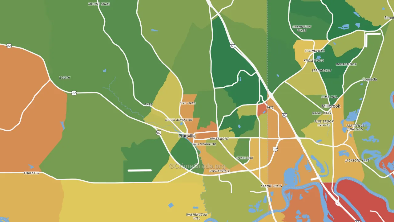 Prattville, AL Map of Vandalism Rates