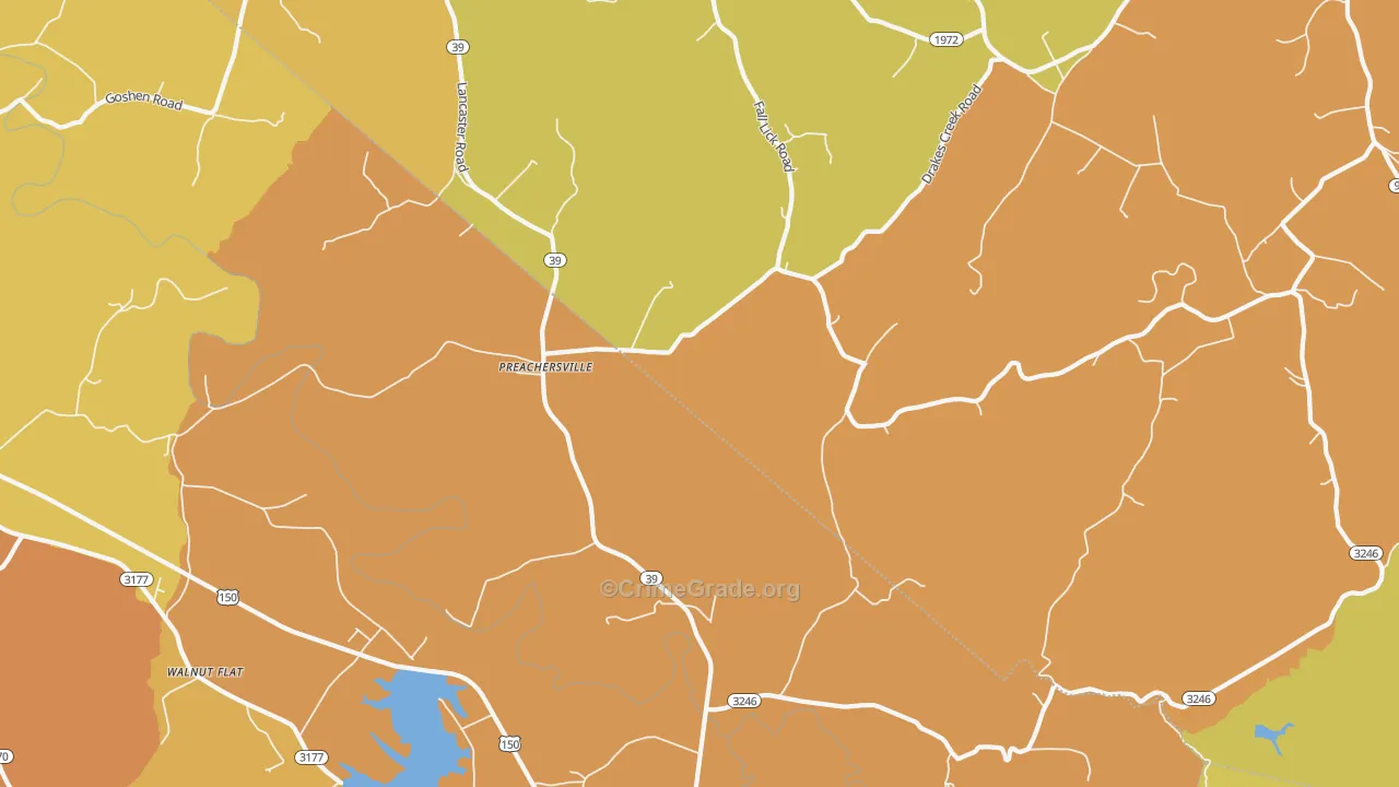 Preachersville, KY Map of Vandalism Rates