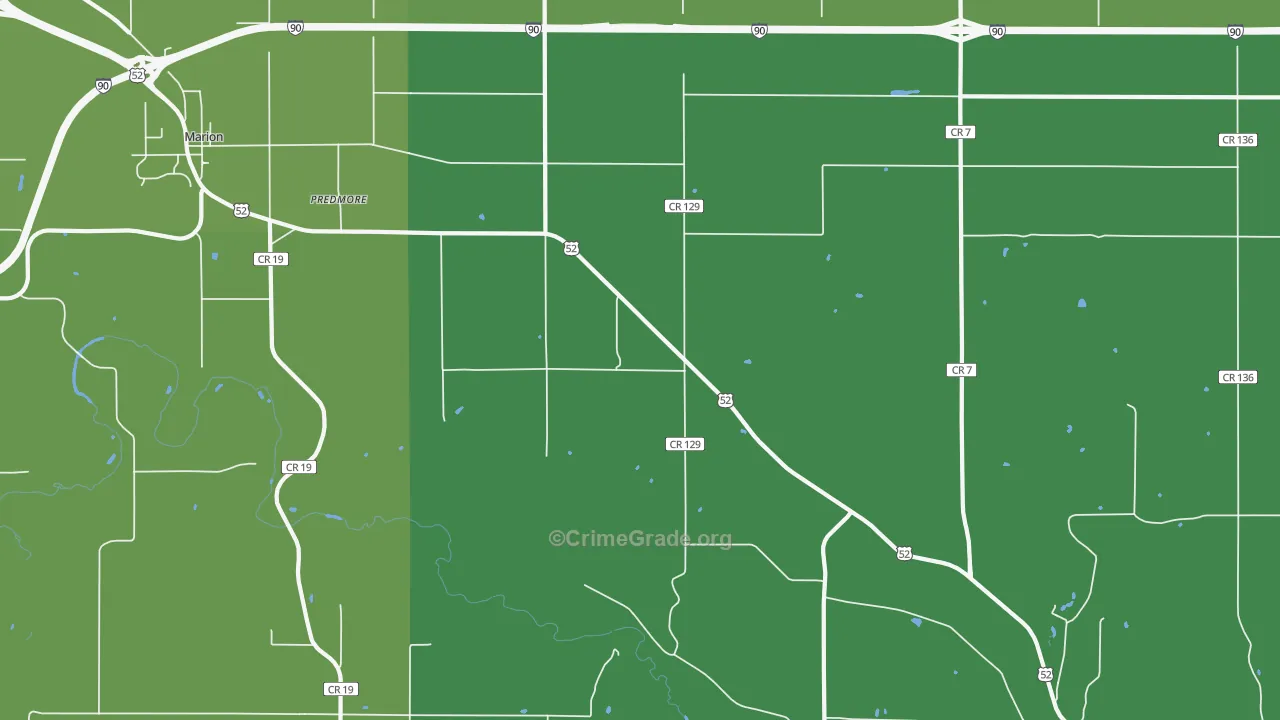 Predmore, MN Map of Vandalism Rates