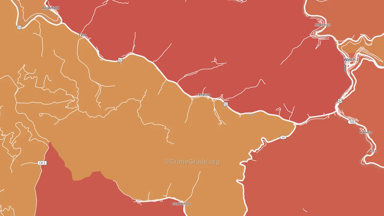 Premier, WV Map of Vandalism Rates