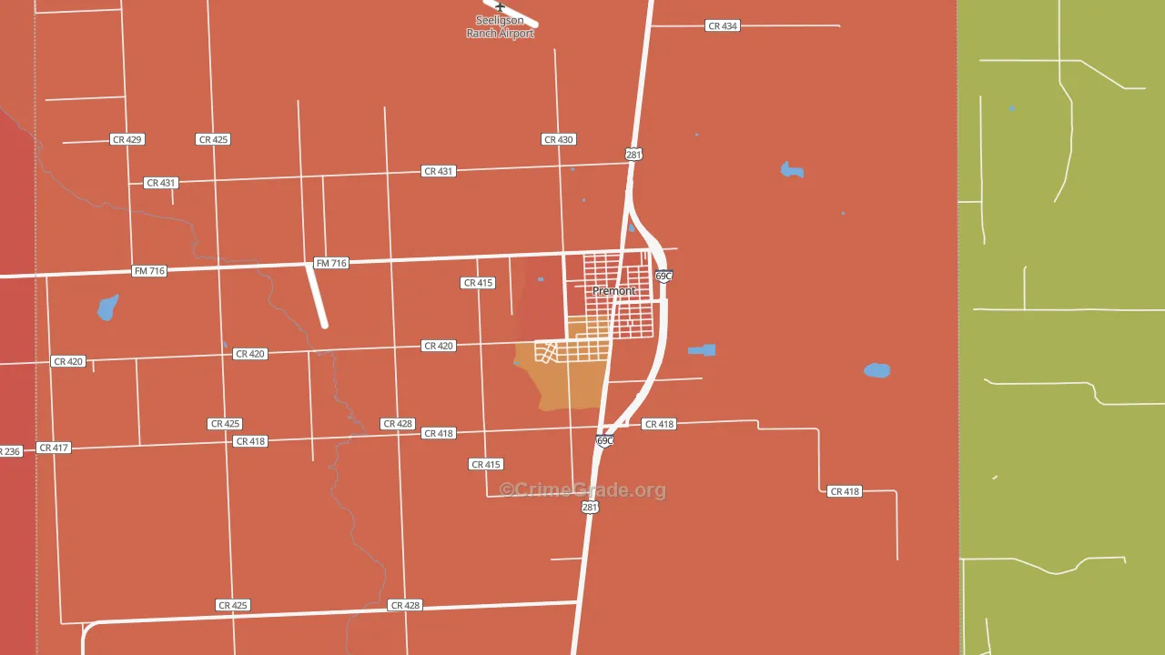 Premont, TX Map of Vandalism Rates