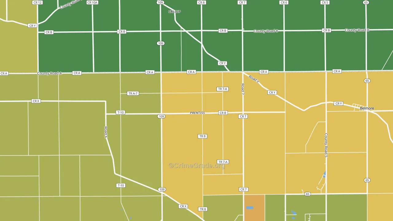 Prentiss, OH Map of Vandalism Rates