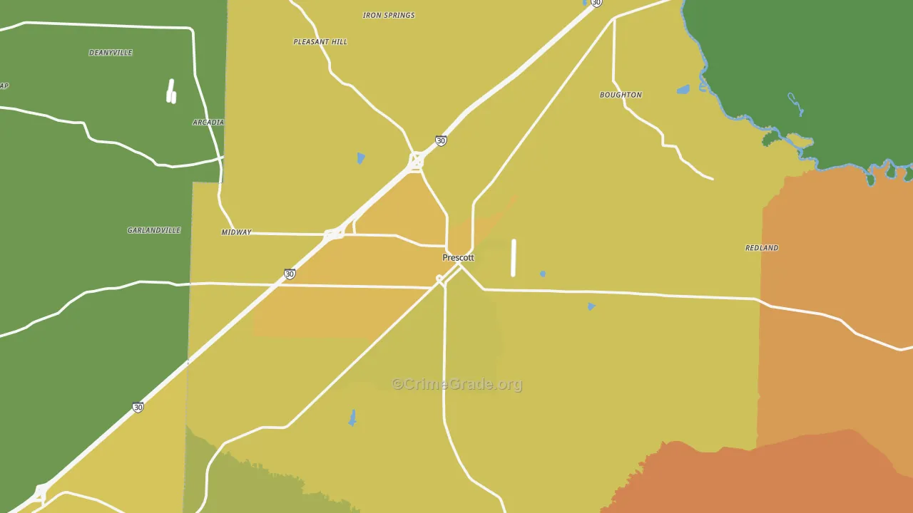 Prescott, AR Map of Vandalism Rates