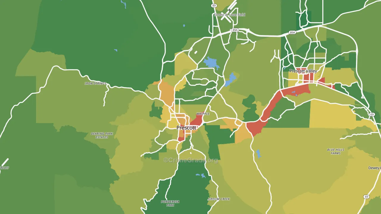 Prescott, AZ Map of Vandalism Rates