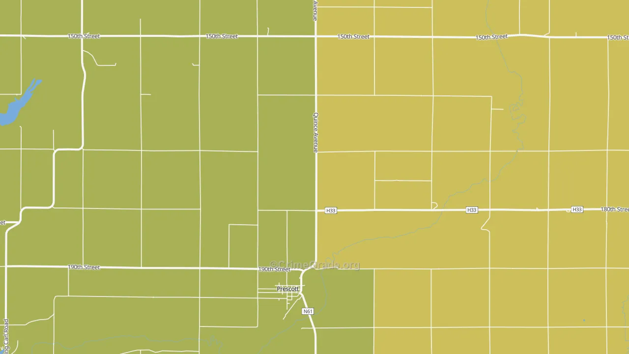 Prescott, IA Map of Vandalism Rates
