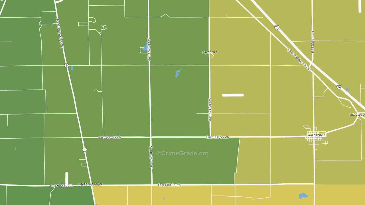 Prescott, IN Map of Vandalism Rates