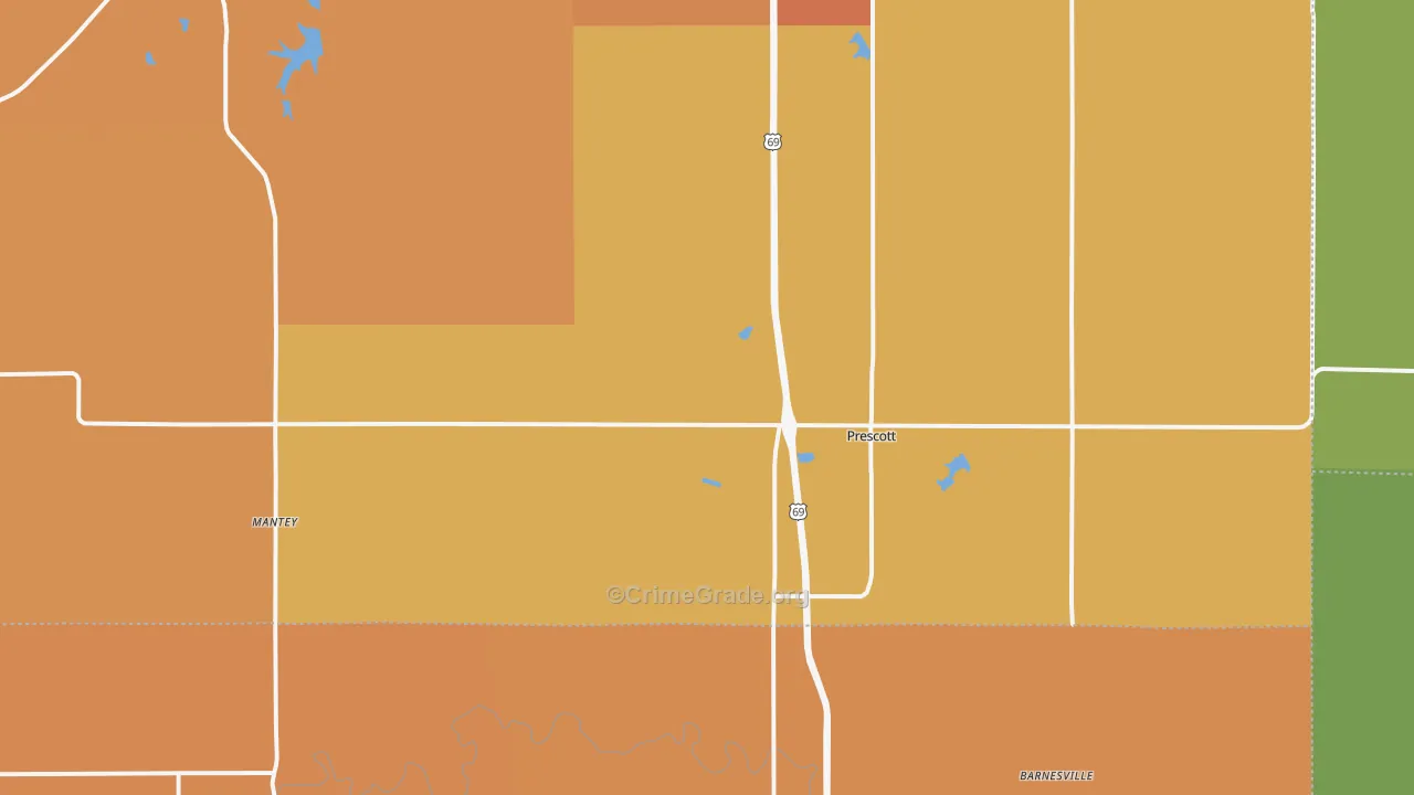Prescott, KS Map of Vandalism Rates