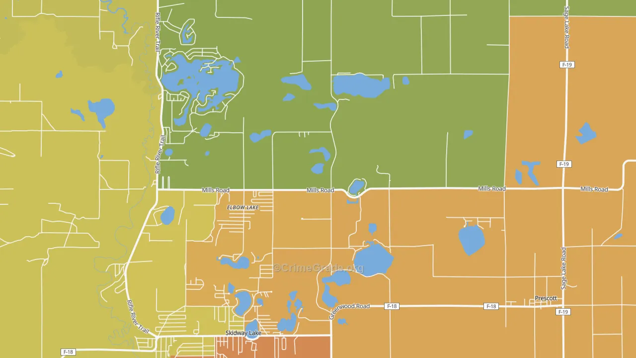 Prescott, MI Map of Vandalism Rates