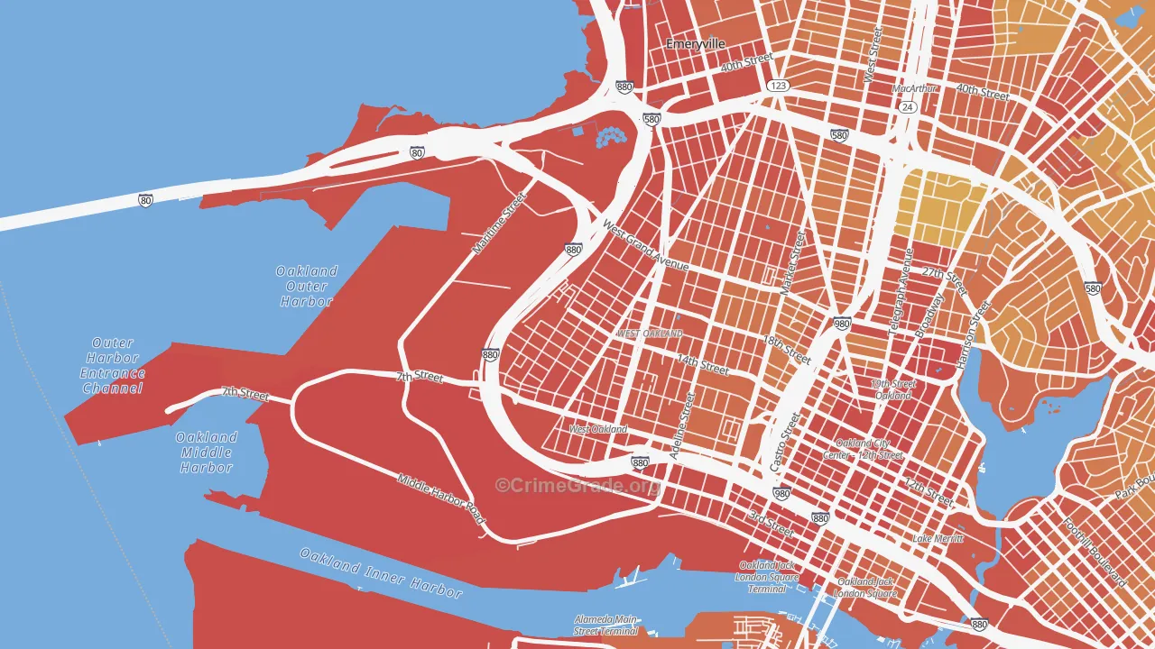 Prescott, Oakland, CA Map of Vandalism Rates