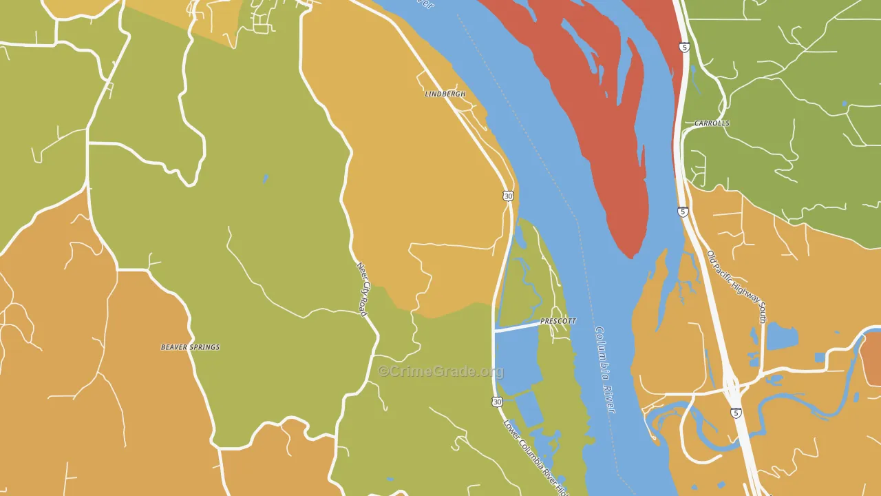 Prescott, OR Map of Vandalism Rates