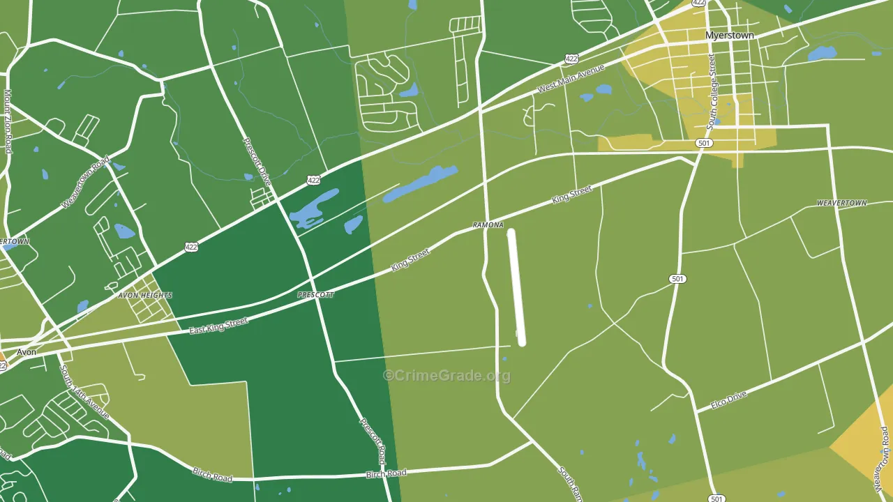 Prescott, PA Map of Vandalism Rates