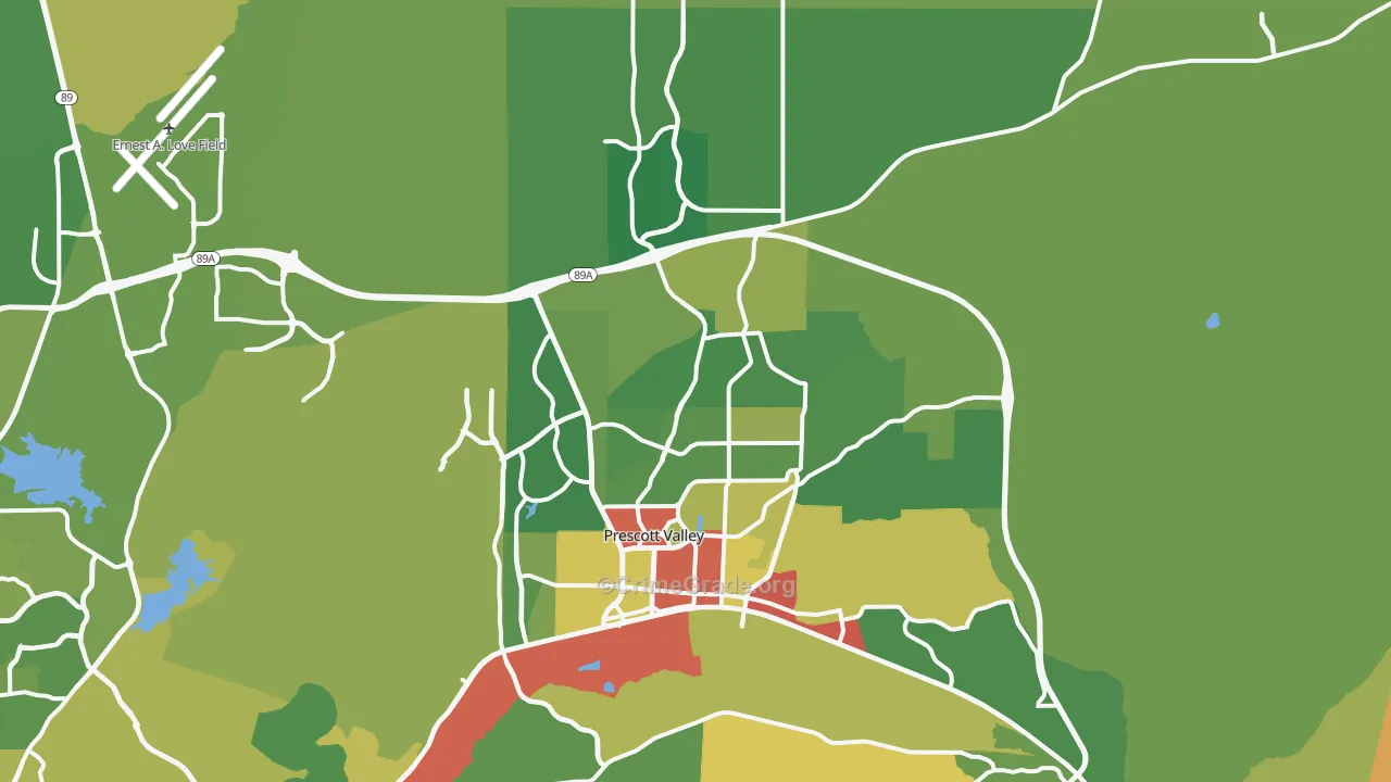 Prescott Valley, AZ Map of Vandalism Rates