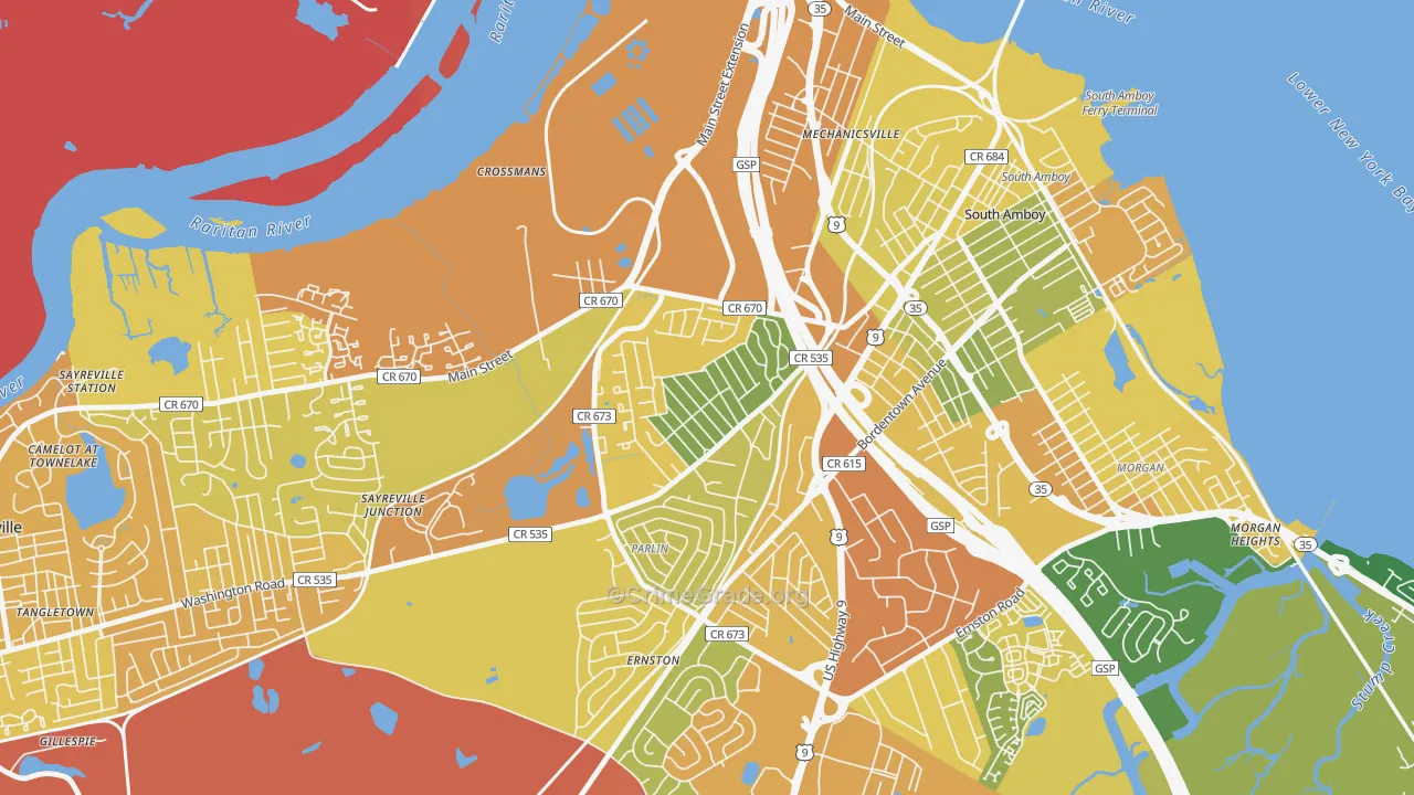 Presidents Park, Parlin, NJ Map of Vandalism Rates