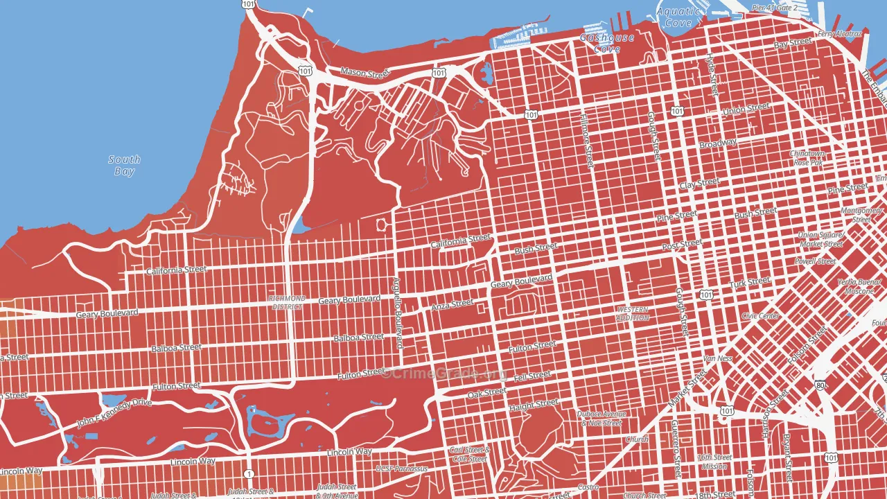 Presidio Heights, San Francisco, CA Map of Vandalism Rates
