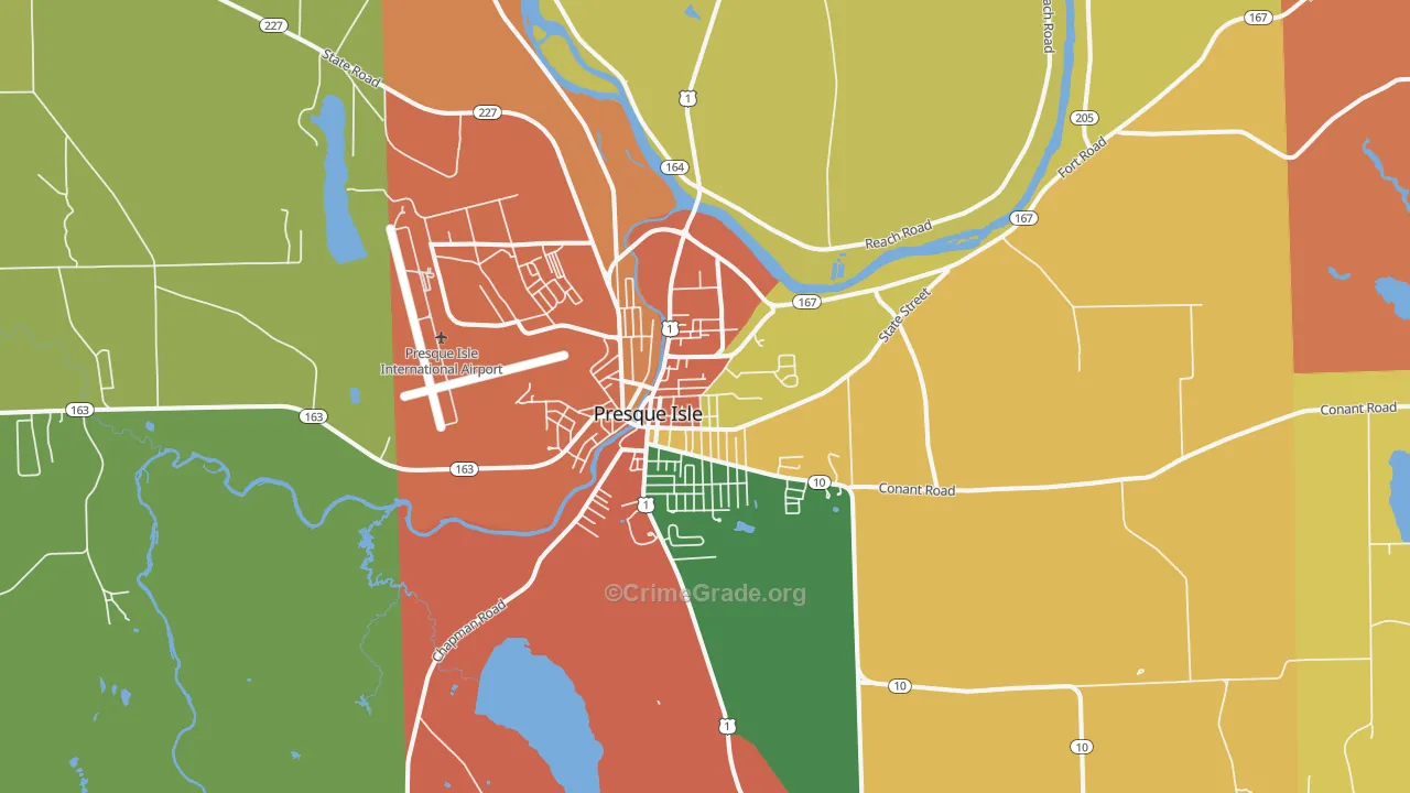 Presque Isle, ME Map of Vandalism Rates